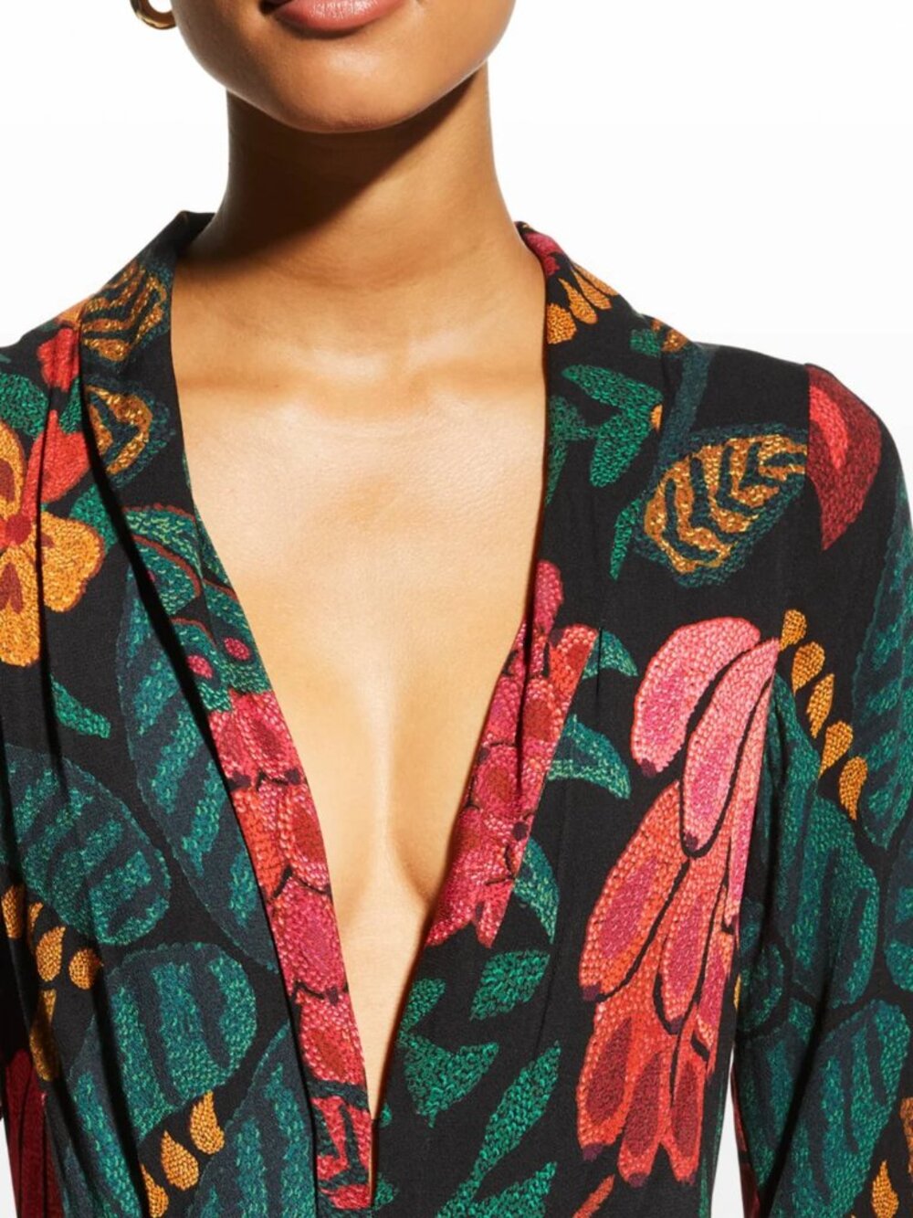 Farm Rio - Plunging Long-Sleeve Floral Maxi Dress - Picture 2 of 9